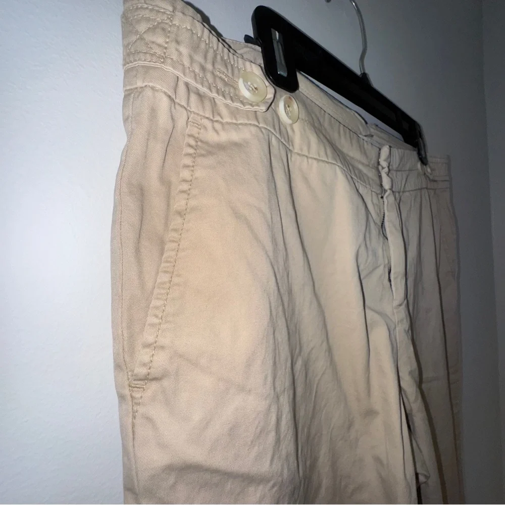 Banana Republic Khaki Cotton Pants Women’s Size 14 Straight‎ Leg Casual Trousers